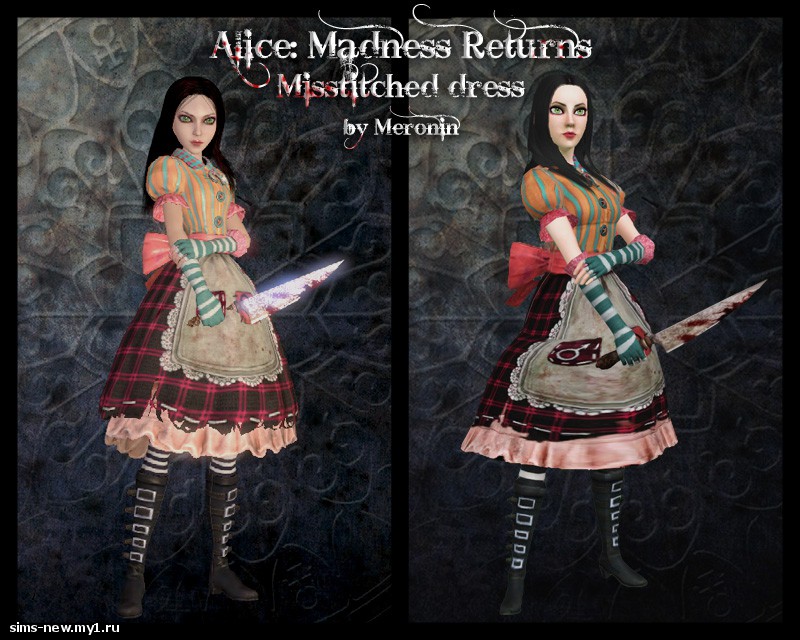 Alice madness 3. Alice Madness Returns платья. Alice Madness Returns распоротое платье. Alice Madness Returns костюмы Алисы. Симс 4 Алиса безумие возвращается Наряды.