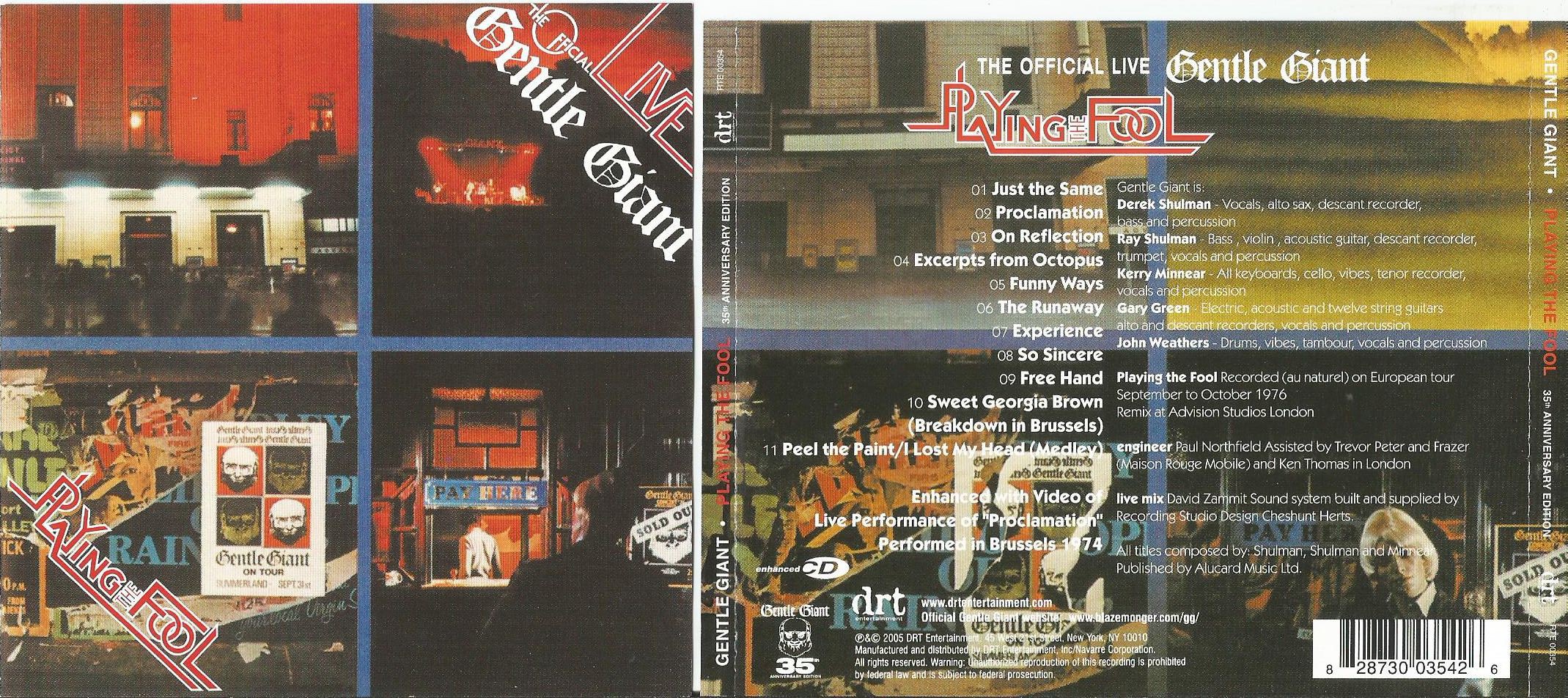GENTLE GIANT Playing The Fool + live bonus trk (remastered, 35th anniversary edition)