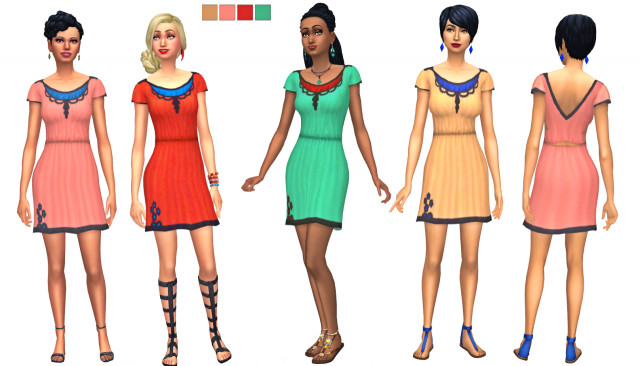 11.05.2016. Женская одежда для Sims 4. Платье TS3 Dress Conversion от Josie...