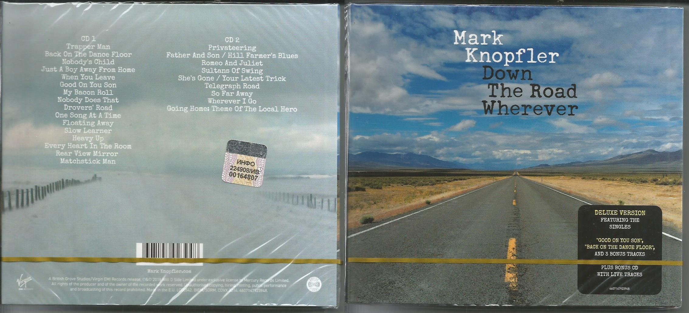 Bonus track песни. Mark Knopfler - 2018 - down the Road wherever обложка альбома.