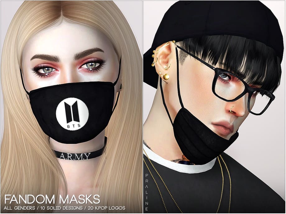 Маски Fandom Masks Kpop от Pralinesims для Симс 4