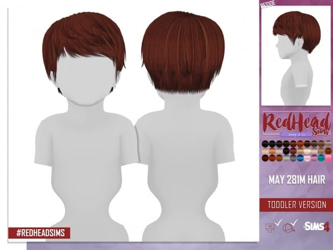 Прическа Hair281M Toddler от REDHEADSIMS для Симс 4