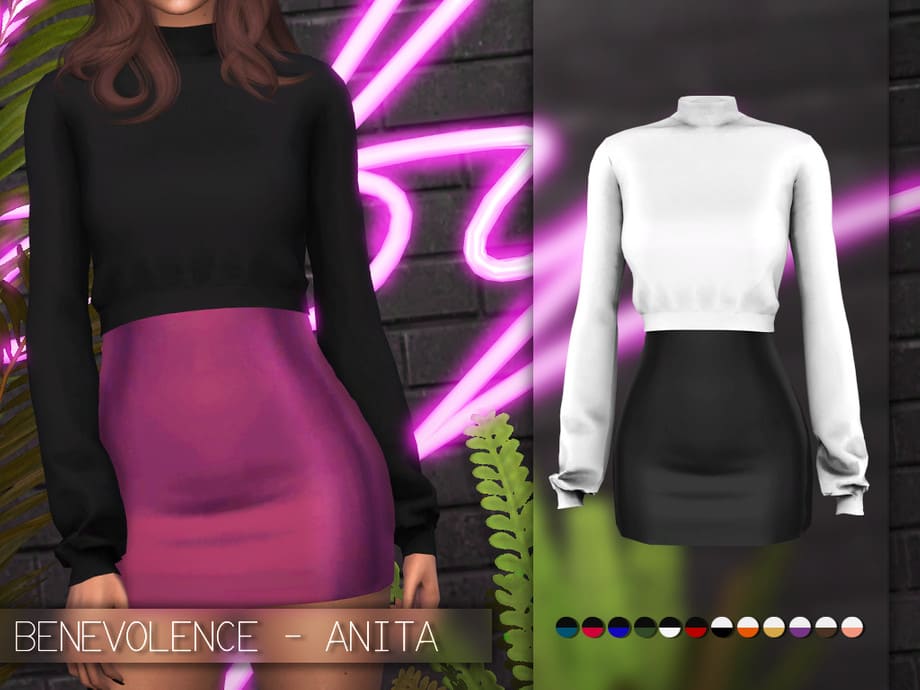 Платье Anita Dress от Benevolence для Симс 4