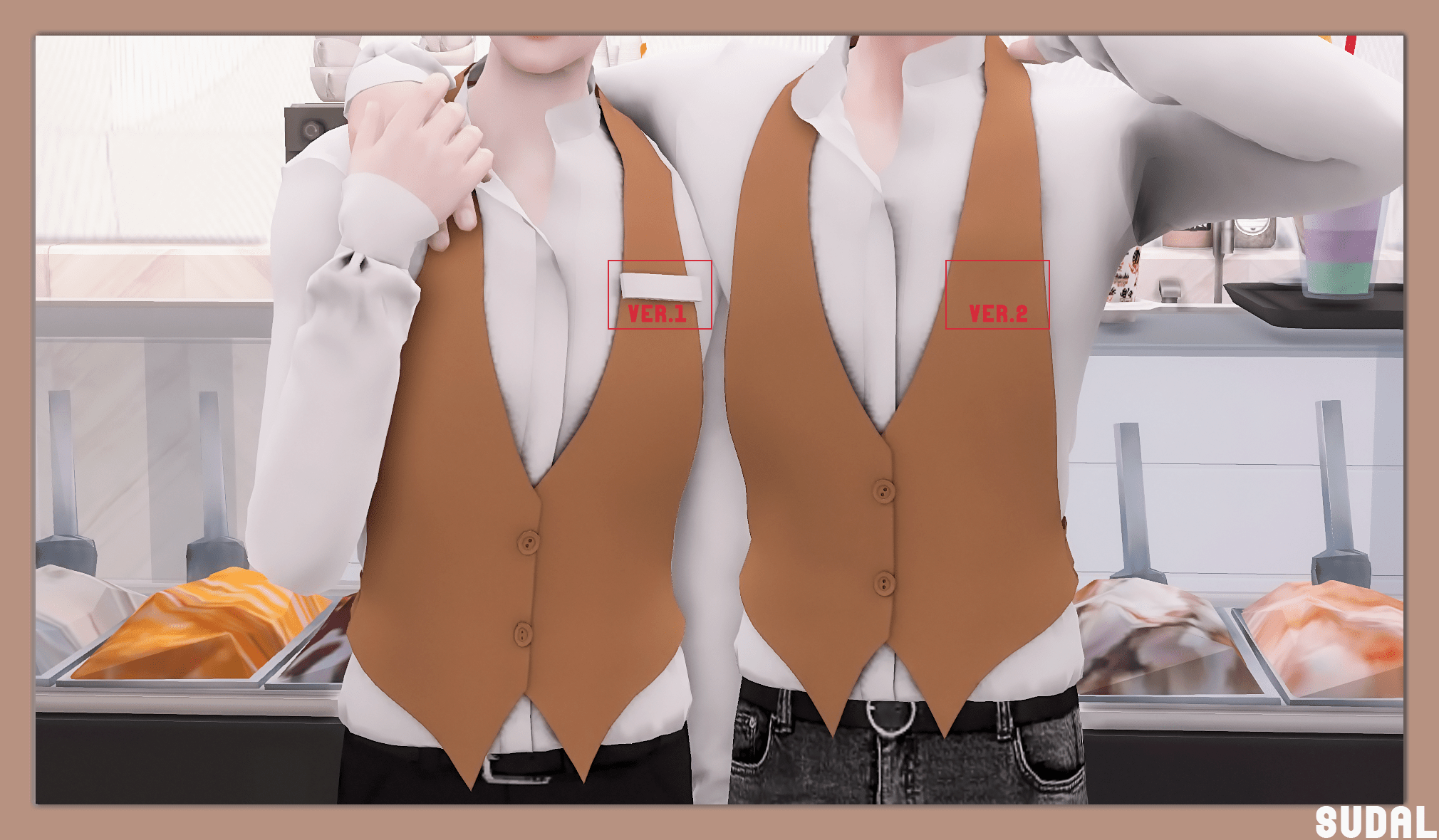 Униформа Cafe & nightclub uniform от sudal для Симс 4