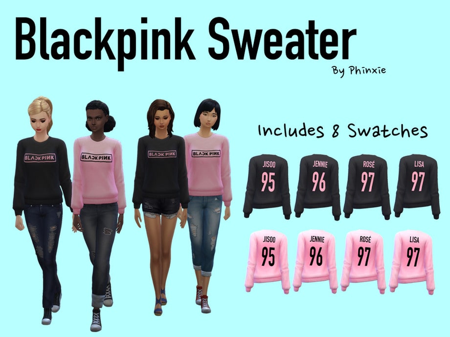 Толстовка Blackpink Sweater от Phinxie для Симс 4