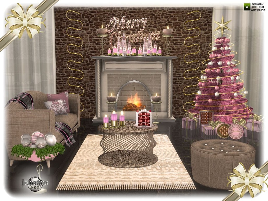 Рождественская гостиная Segor от jomsims для Симс 4
