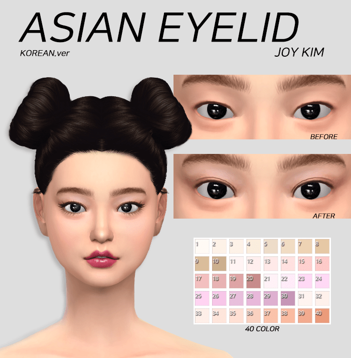 Азиатские веки ASIAN EYELID (KOREAN.ver) от JOYKIM для Симс 4