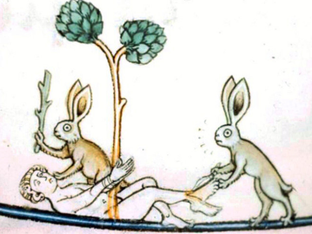 Почему на средневековых рисунках зайцы изощренно убивают рыцарей? 