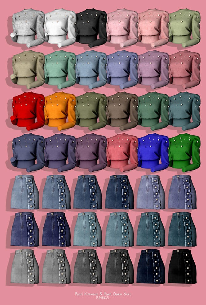 Наряд Pearl Kintwear & Skirt от RIMINGS для Симс 4
