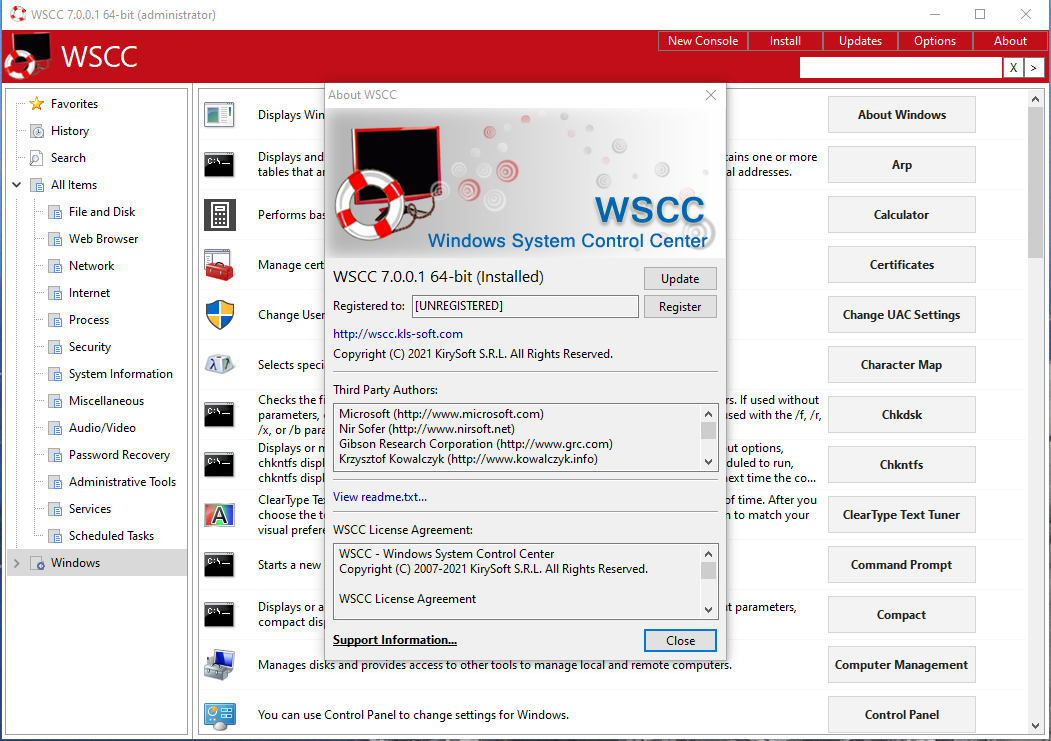 WSCC (Windows System Control Center) 7.0.0.1 + Portable [En]