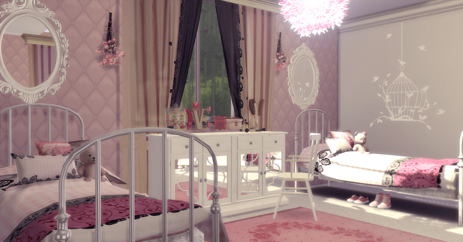 Детская Twins Girls Dream Bedroom  от lilysimsdesing для Симс 4