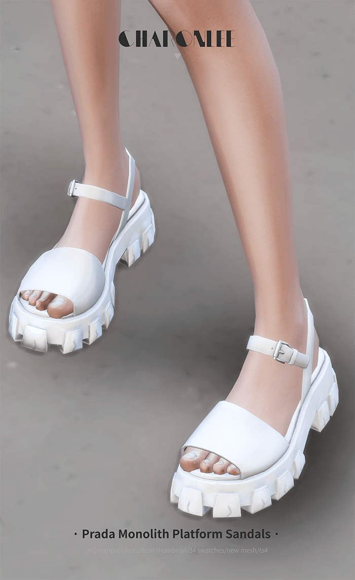 Босоножки Prada Monolith Platform Sandals от CHARONLEE для Симс 4