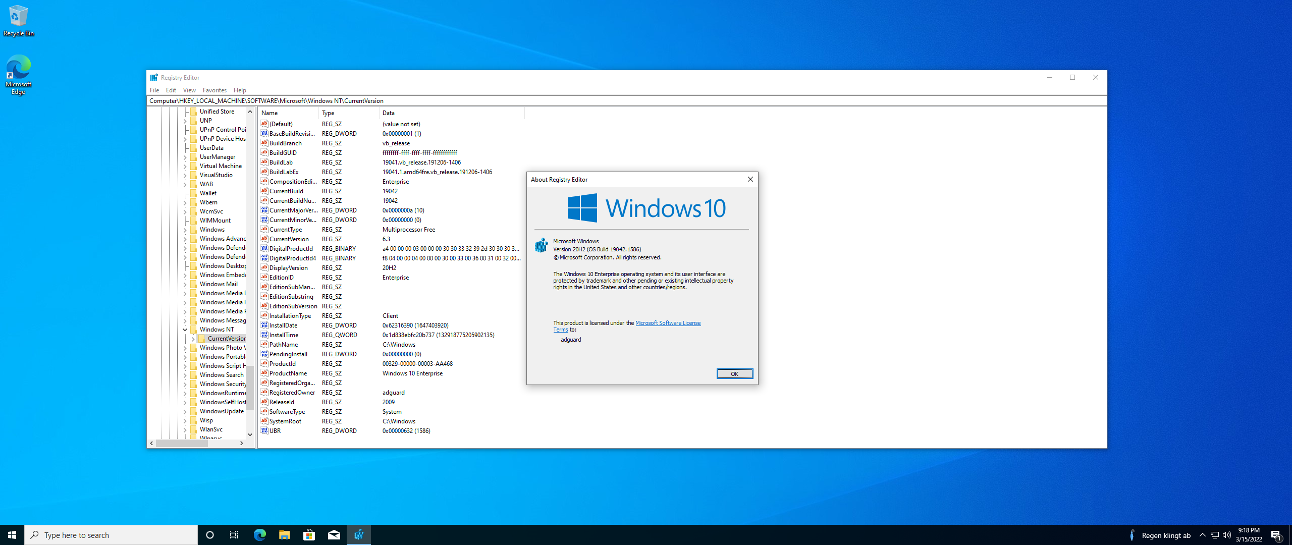 Microsoft Windows 10.0.19042.1586, Version 20H2 (Updated March 2022) - Оригинальные образы от Microsoft MSDN [En]