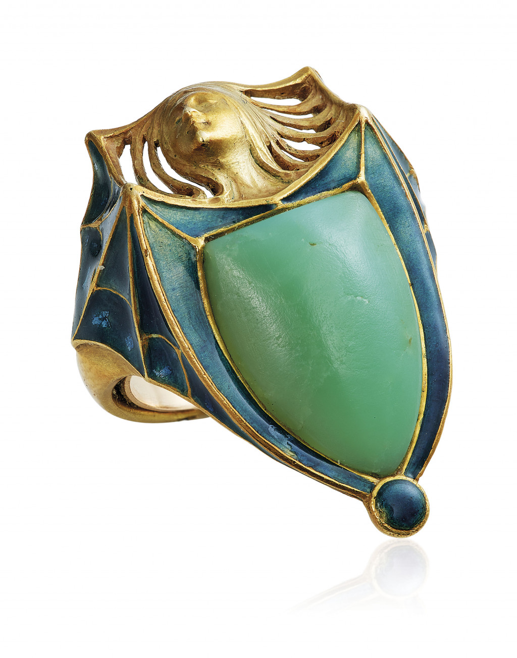 AN ART NOUVEAU TURQUOISE AND ENAMEL RING, BY REN? LALIQUE.jpg