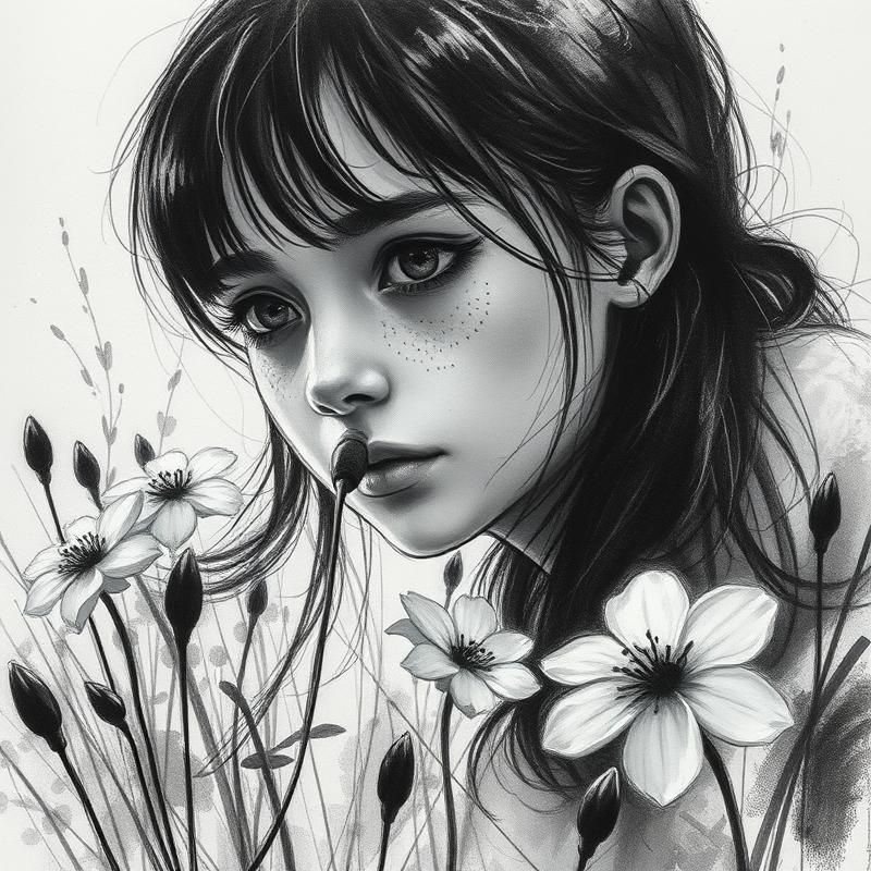 charcoal drawing style AI art