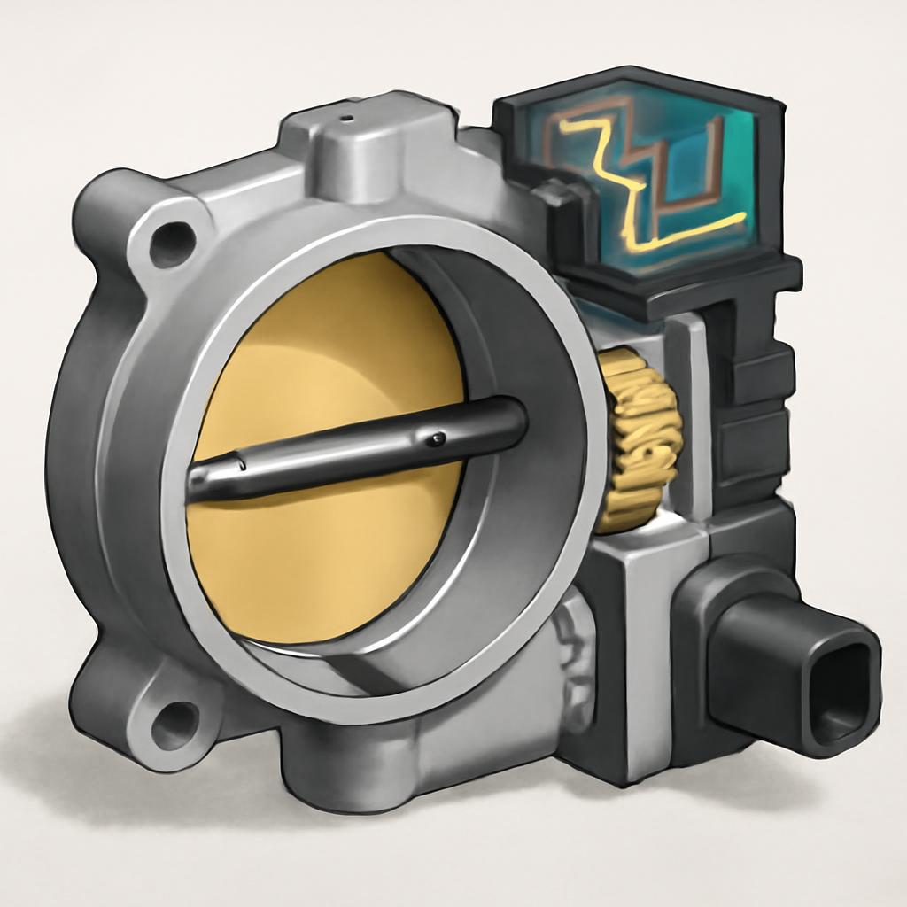 Схематичное изображение устройства электронной дроссельной заслонки
