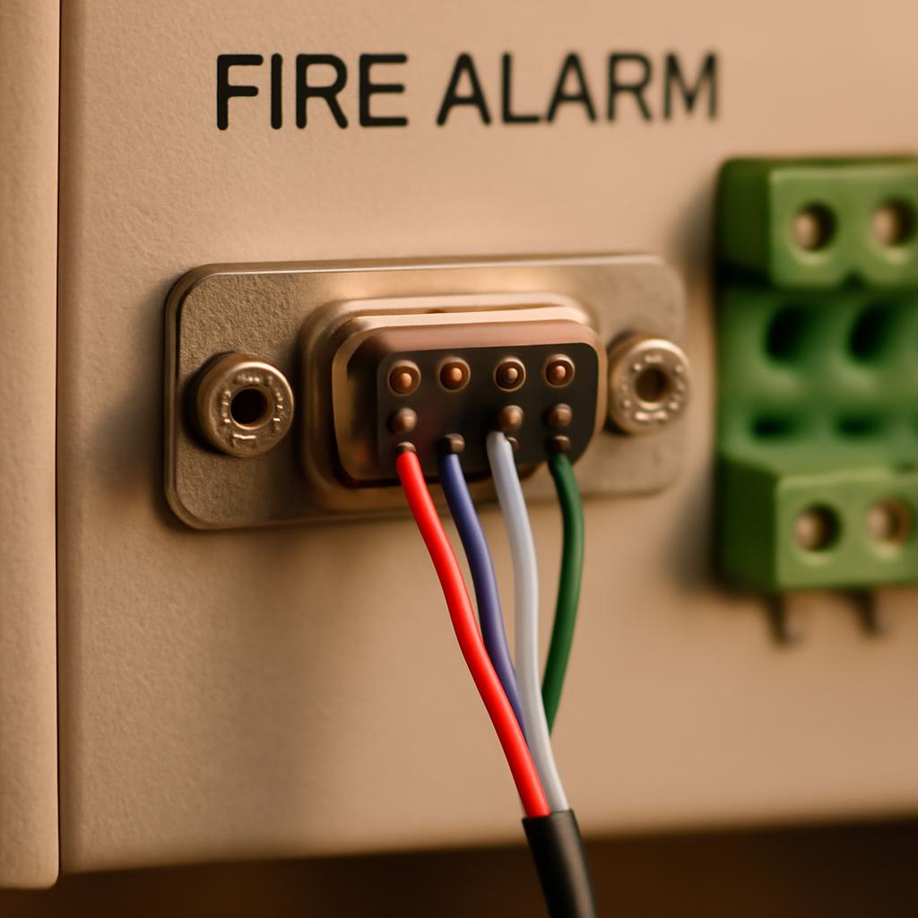 Схема подключения разъема D-Sub в панели пожарной сигнализации