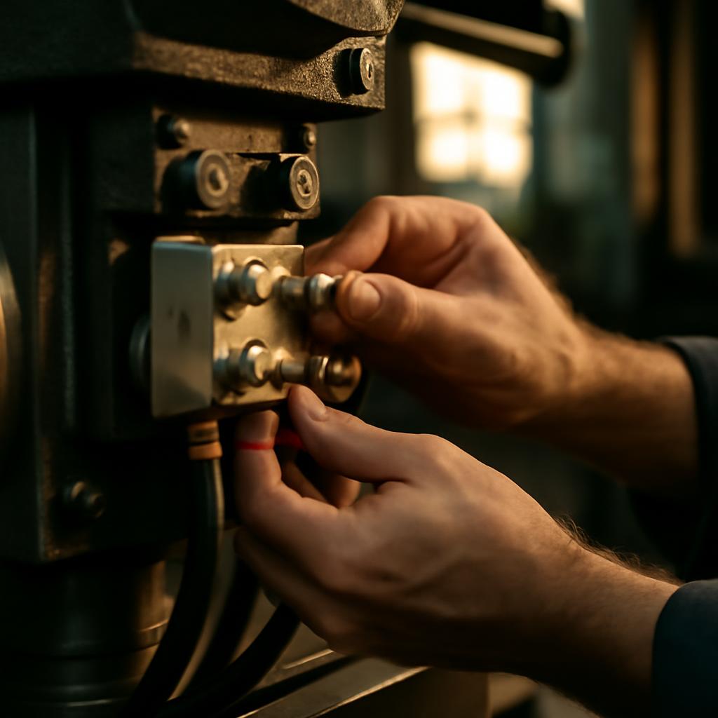 Процесс установки контактов общего назначения в промышленном станке