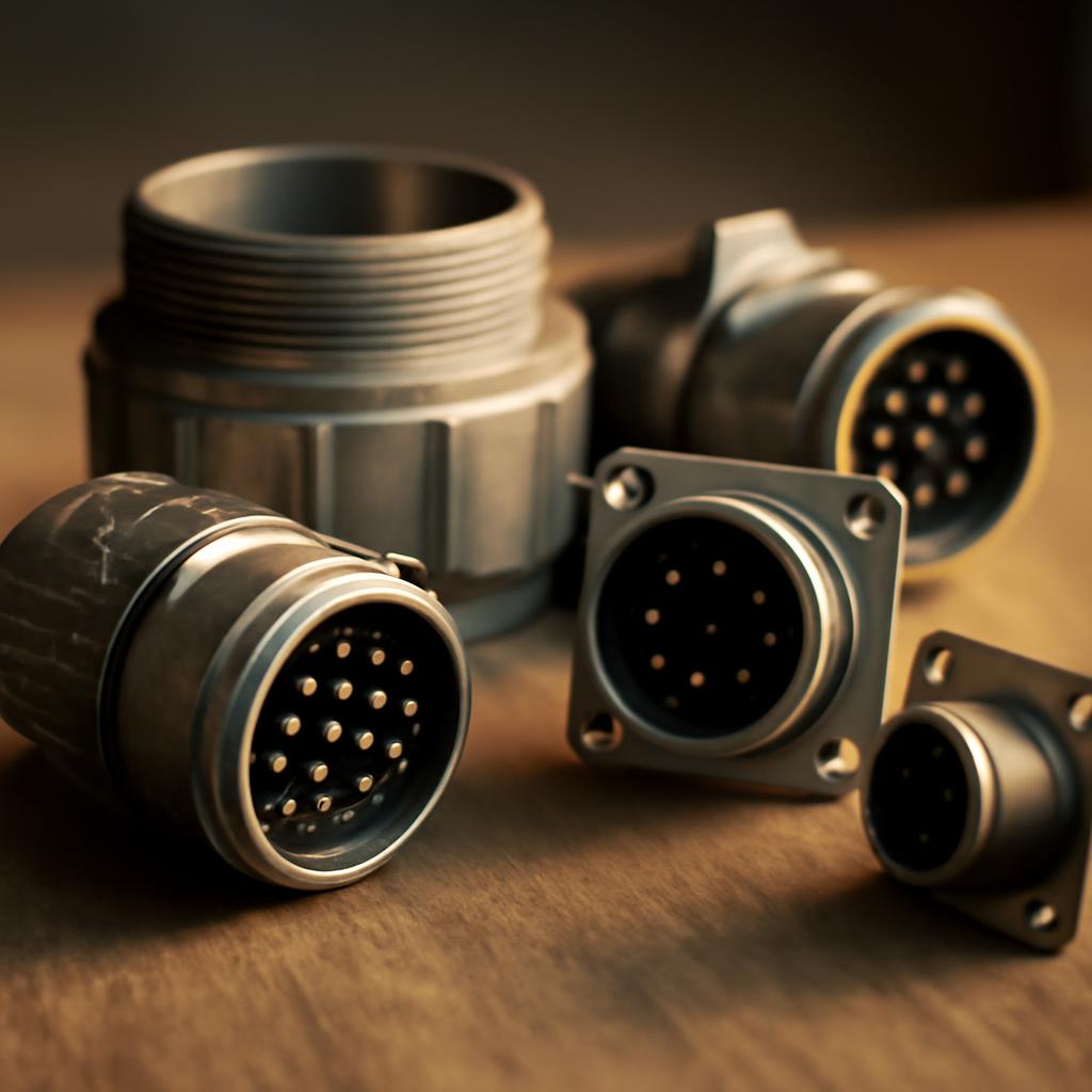 Общий вид круглых разъёмов и корпусов для промышленной электроники