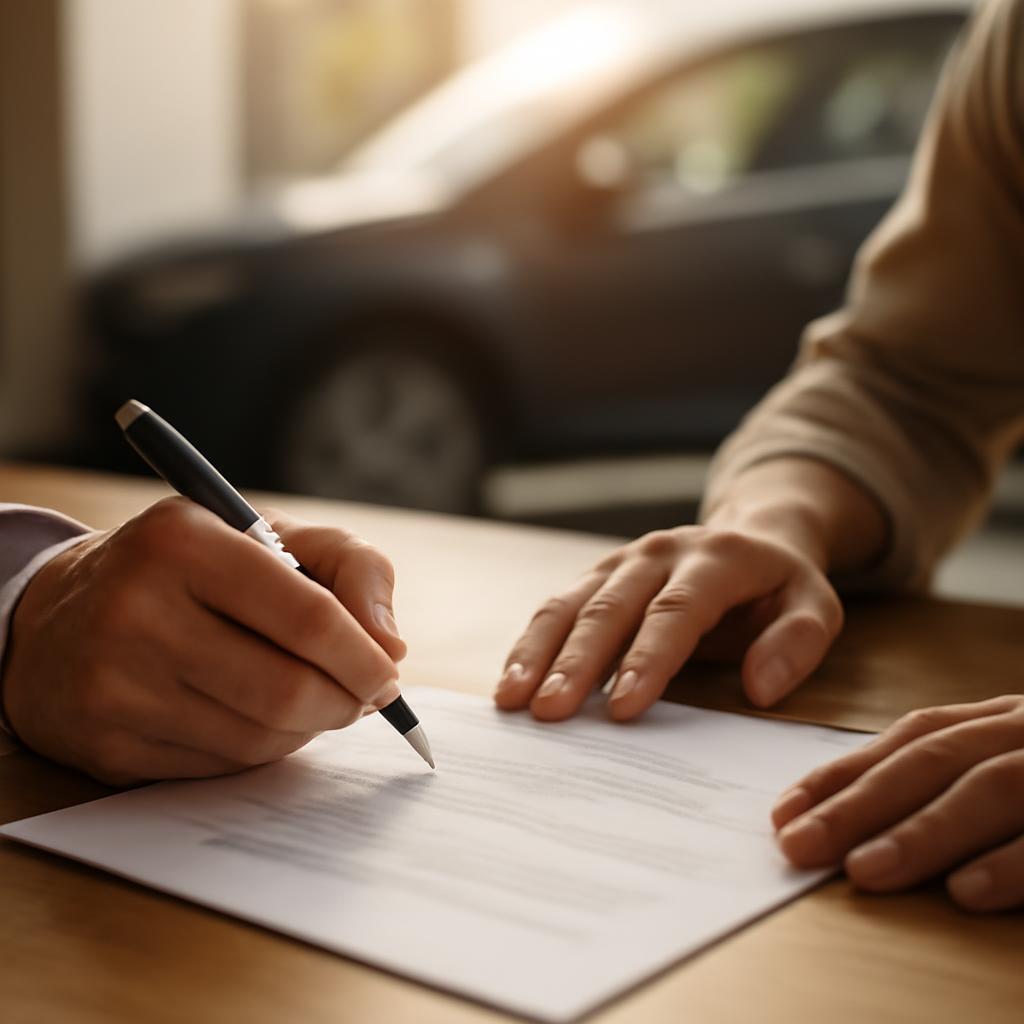 Подписание договора купли-продажи автомобиля