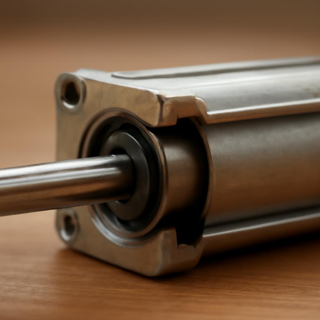 Схема устройства пневматического цилиндра с поршнем и штоком