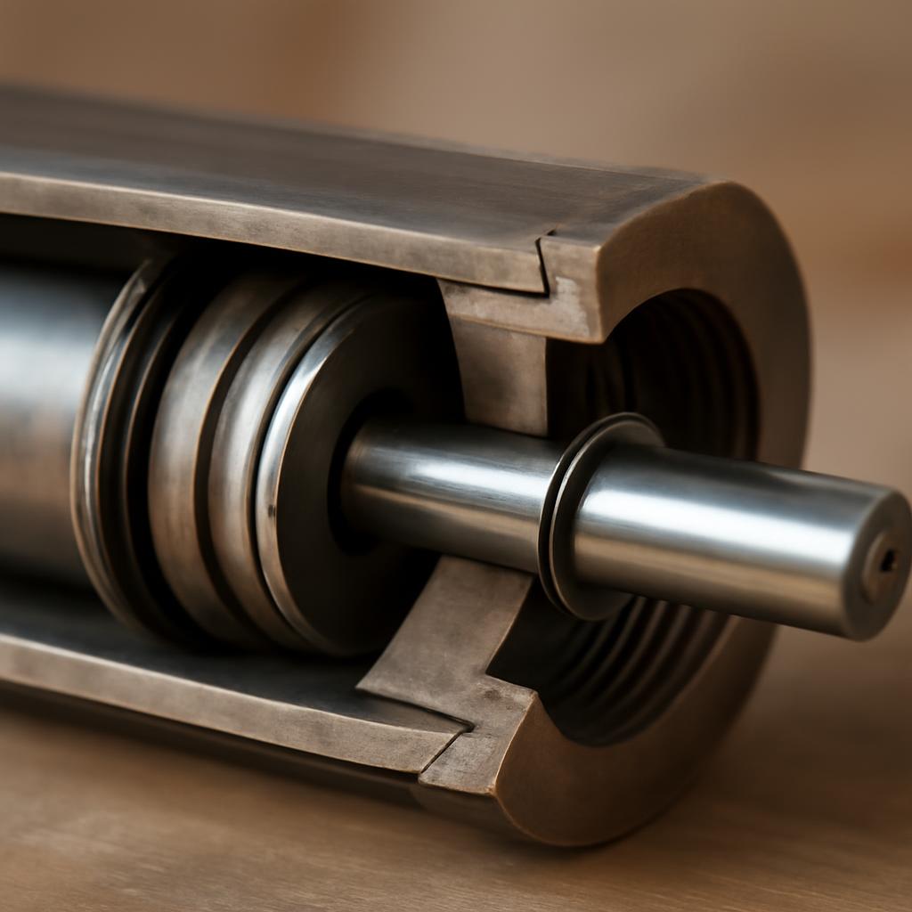 Разрез пневмоцилиндра с поршнем и штоком