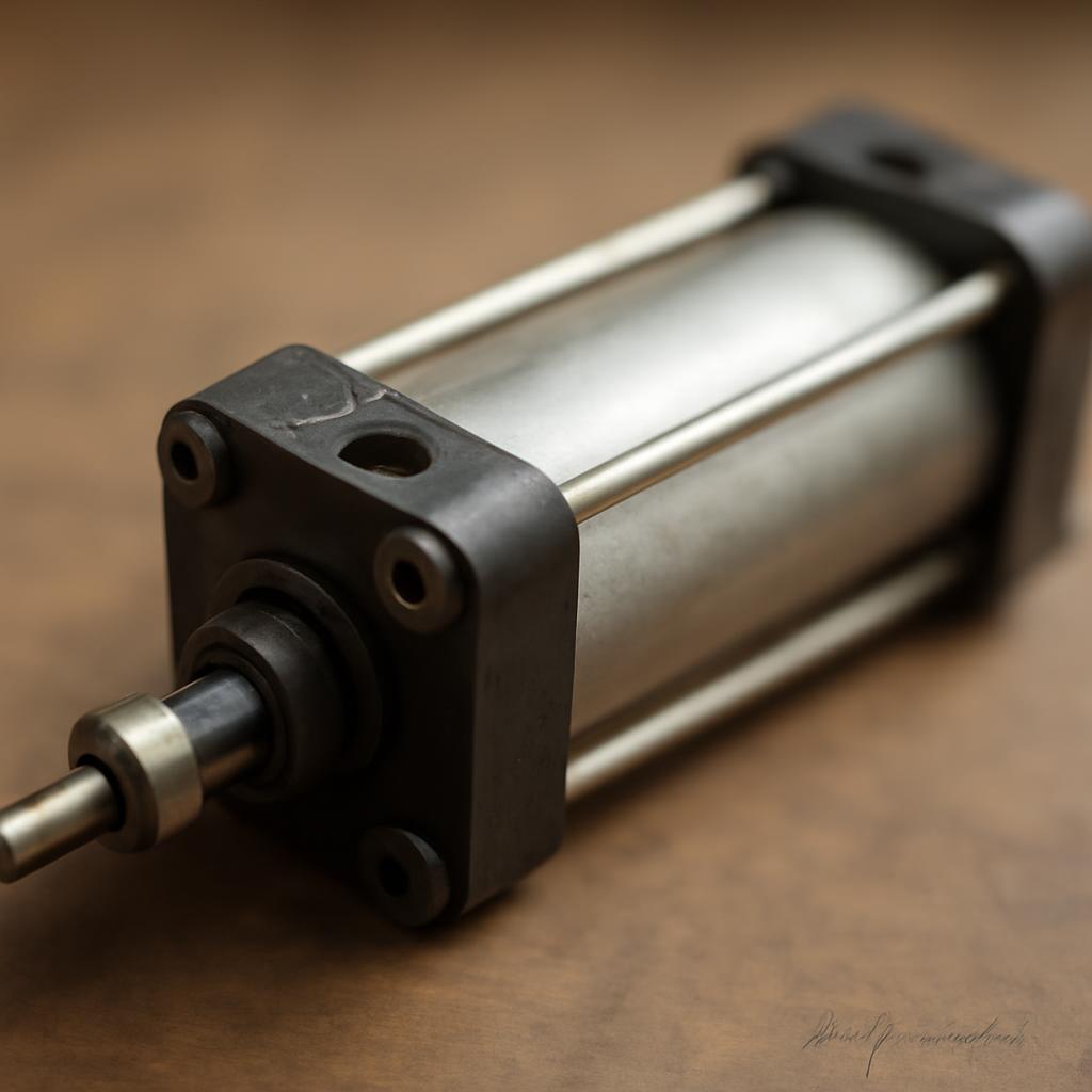 Схема устройства пневматического цилиндра с поршнем и штоком