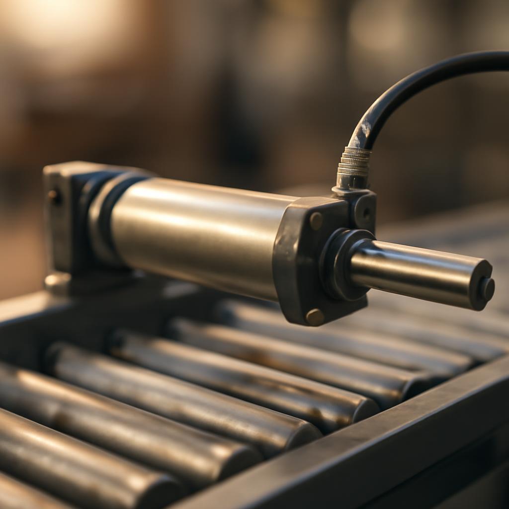 Пневматический цилиндр в работе на конвейере