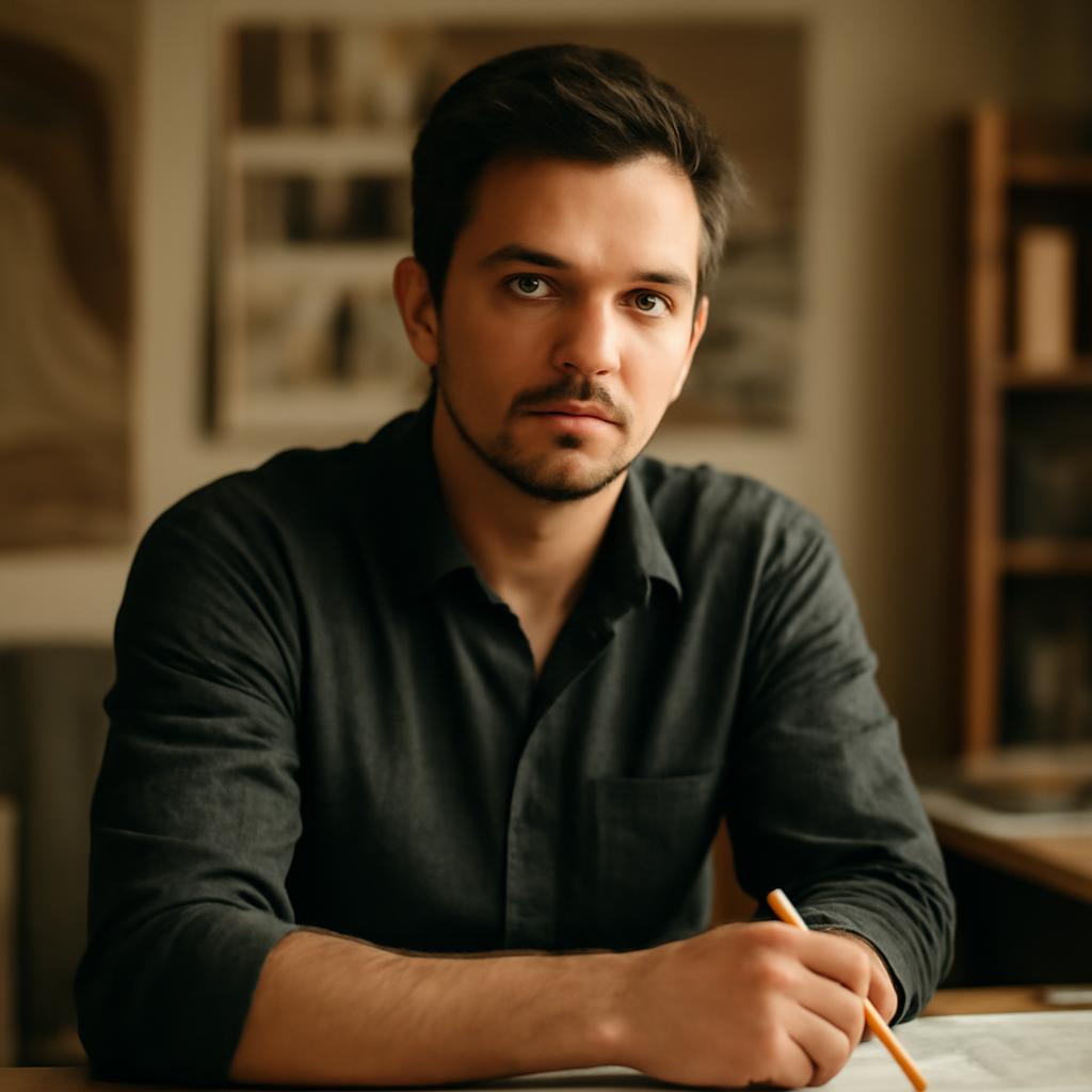 Дмитрий Соколов — профессиональное фото дизайнера интерьеров в студии с акцентом на творческий образ