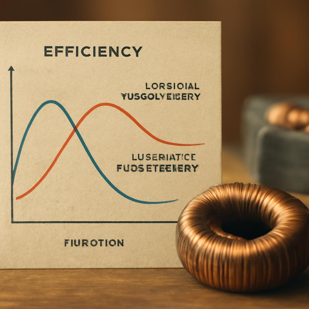 График эффективности тороидального трансформатора по сравнению с ламельным
