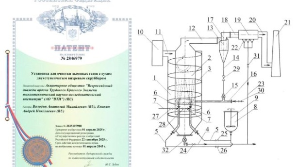 ВТИ получил патент на установку «сухой» очистки дымовых газов