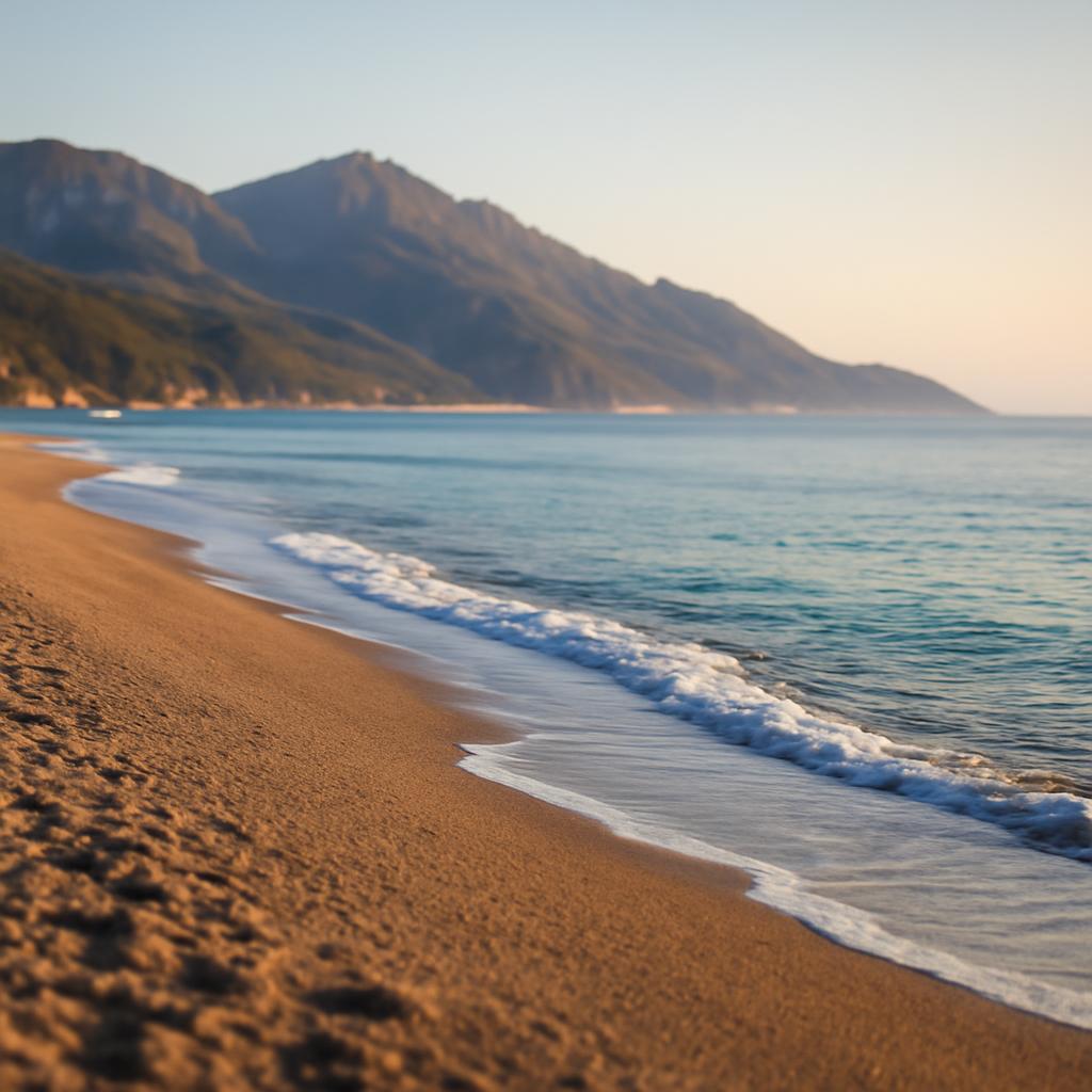 Пляж на фоне гор в Сочи или Крыму