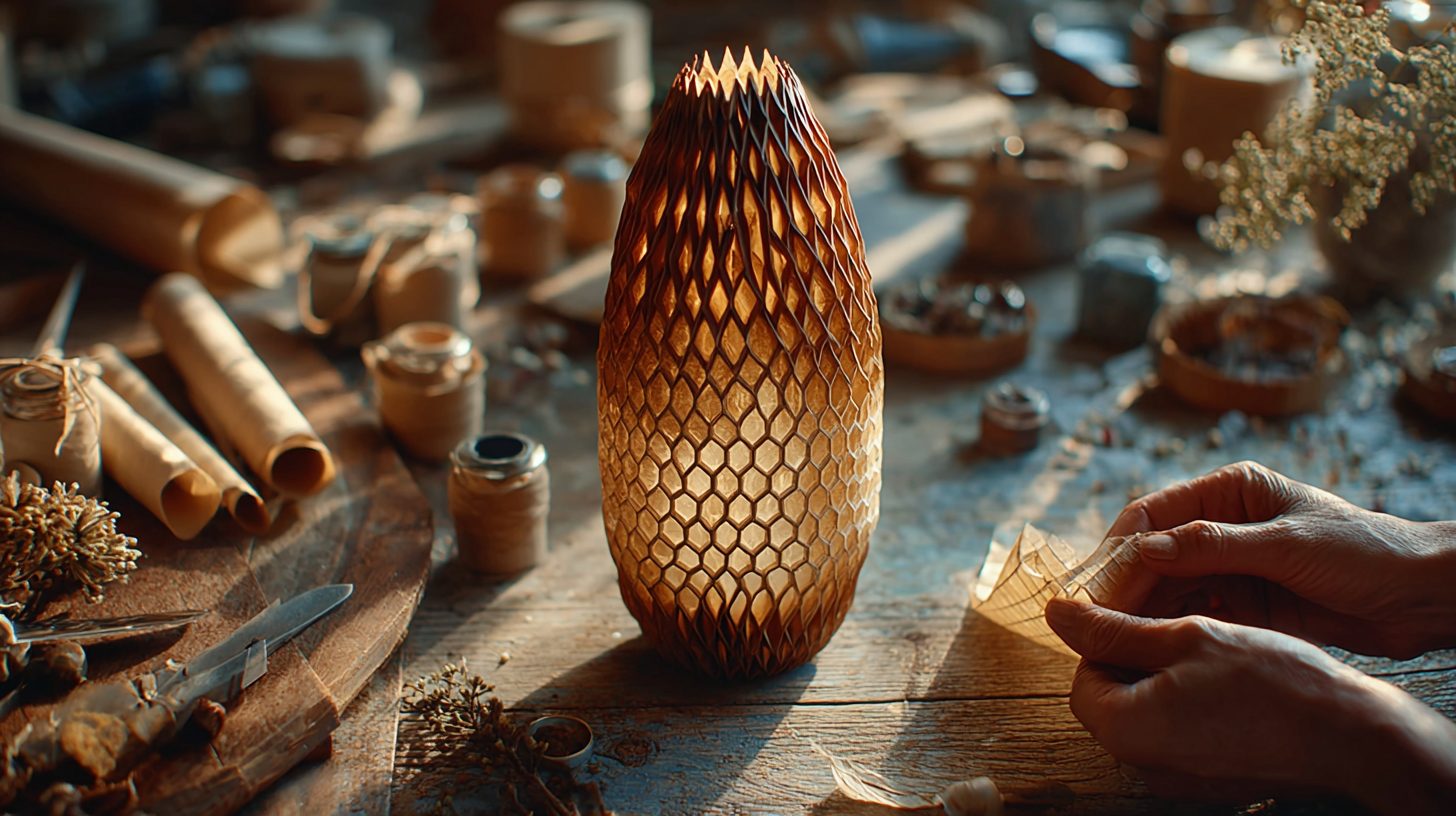 Пошаговая обертка стеклянного подарка сотовой бумагой