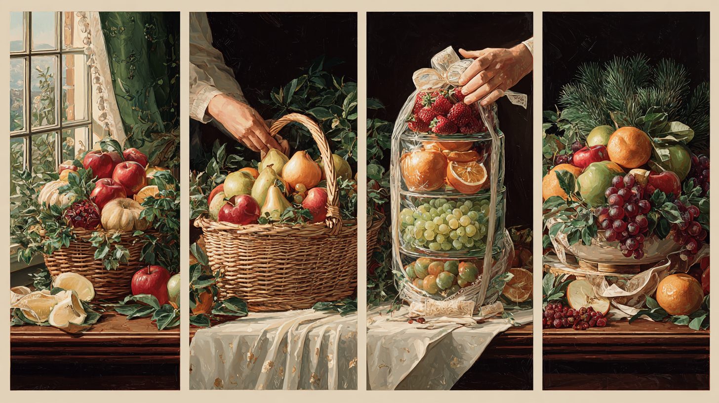 Этапы оформления фруктовой корзины для подарка