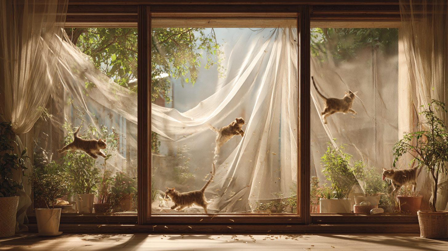 Различные виды москитных сеток для защиты от кошачьих прыжков