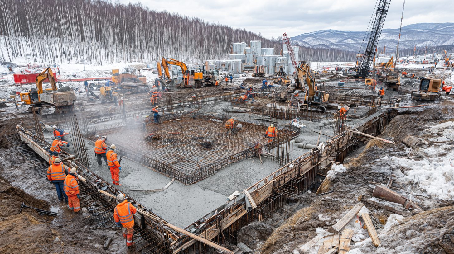 Монтаж фундамента для дизельной генераторной установки 500 кВт на российском объекте