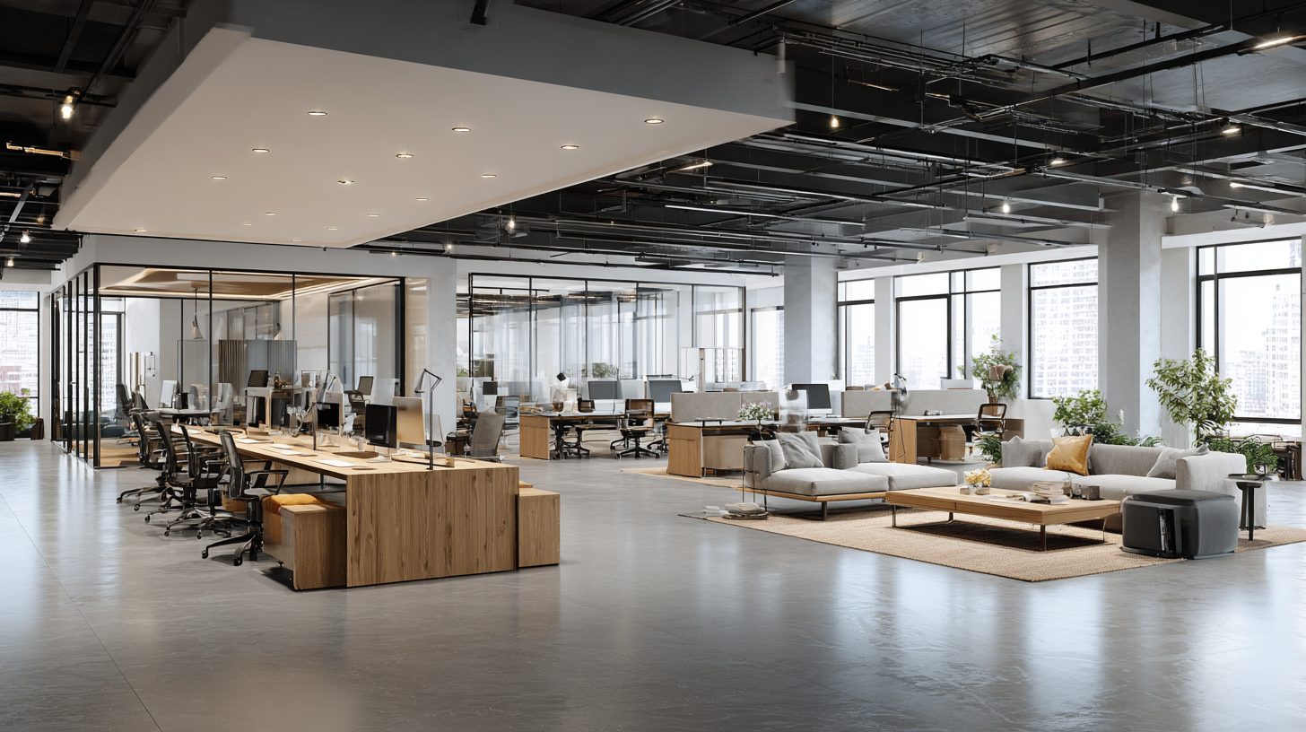 Пример зонирования в современном офисном интерьере