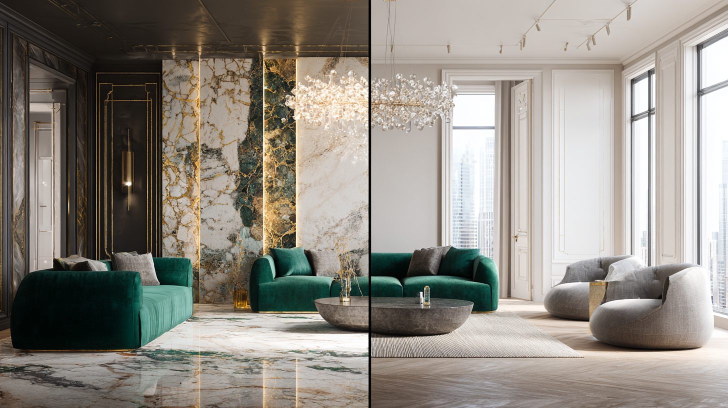 Сравнение материалов в элитном и стандартном дизайне интерьера