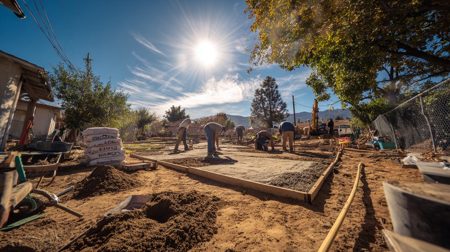 Подготовка участка для декоративного бетонирования двора