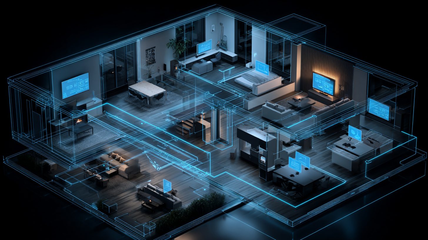 Схема умного дома с интегрированными мультимедийными системами