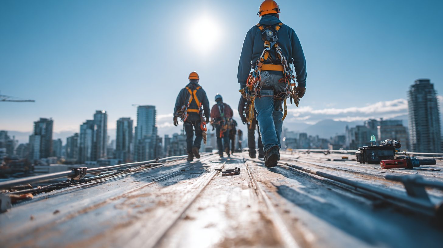 Процесс установки горизонтальной анкерной линии на крыше