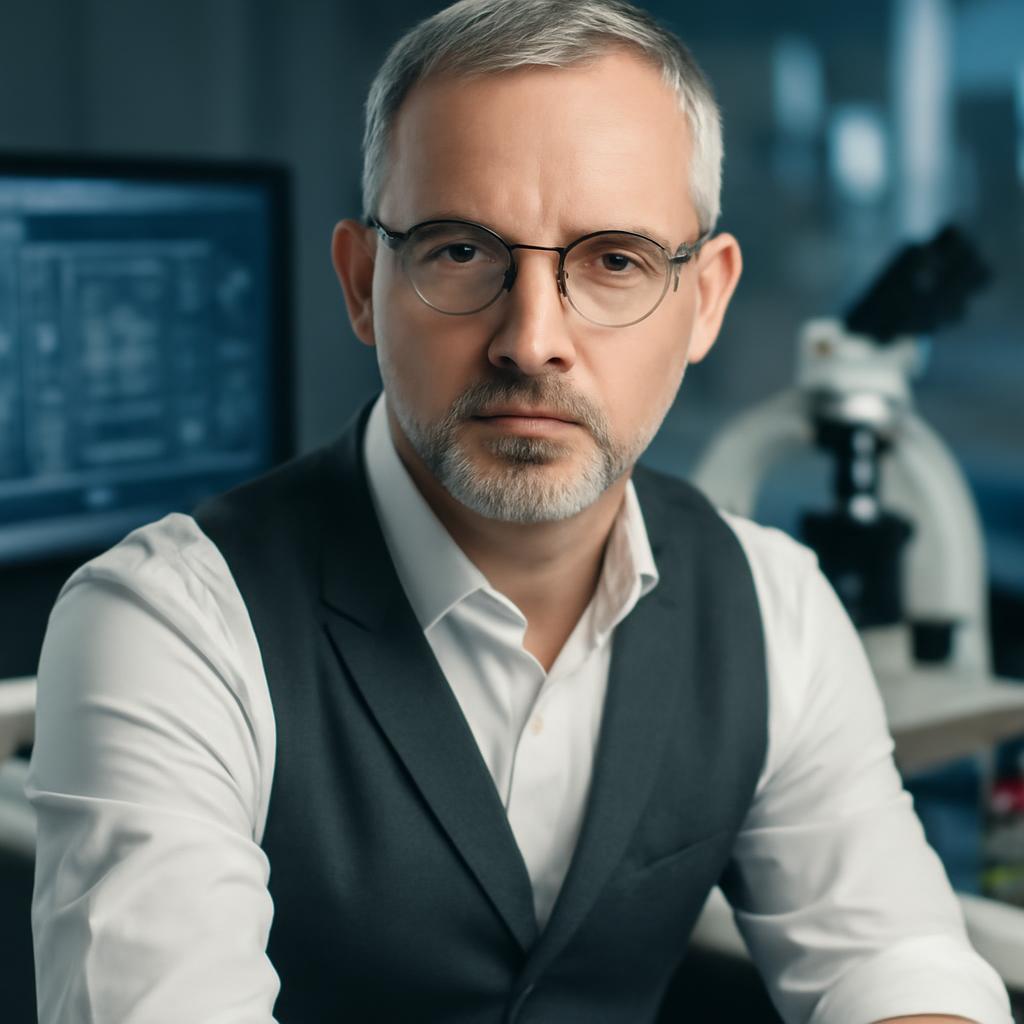 Сергей Воронин — портрет инженера в профессиональной обстановке с элементами технического оборудования