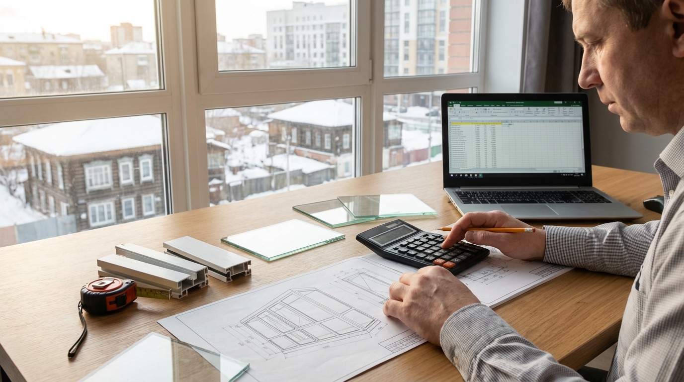 Пример расчета стоимости ПВХ остекления балкона в Томске