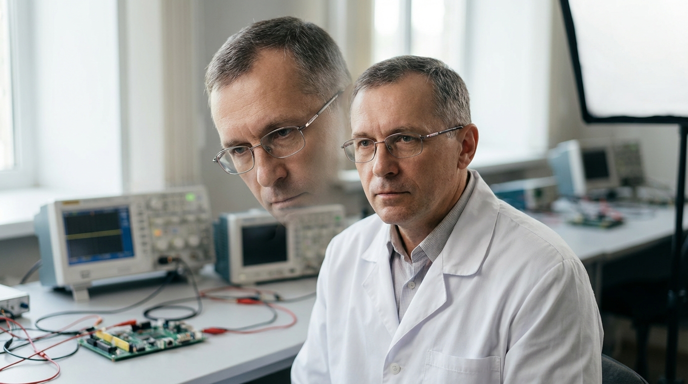 Сергей Козлов — портрет инженера-электрика в лабораторной обстановке