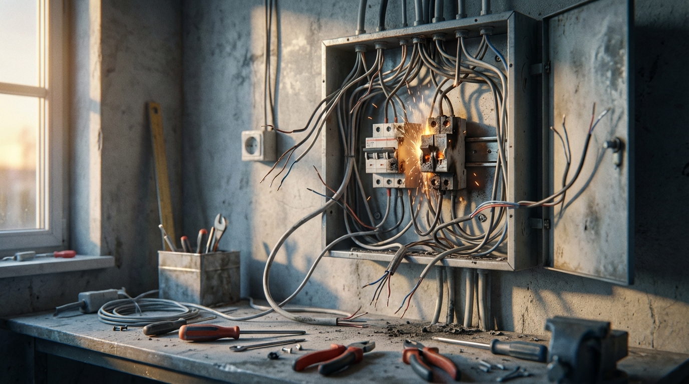 Иллюстрация типичных ошибок при монтаже дополнительного электрического оборудования