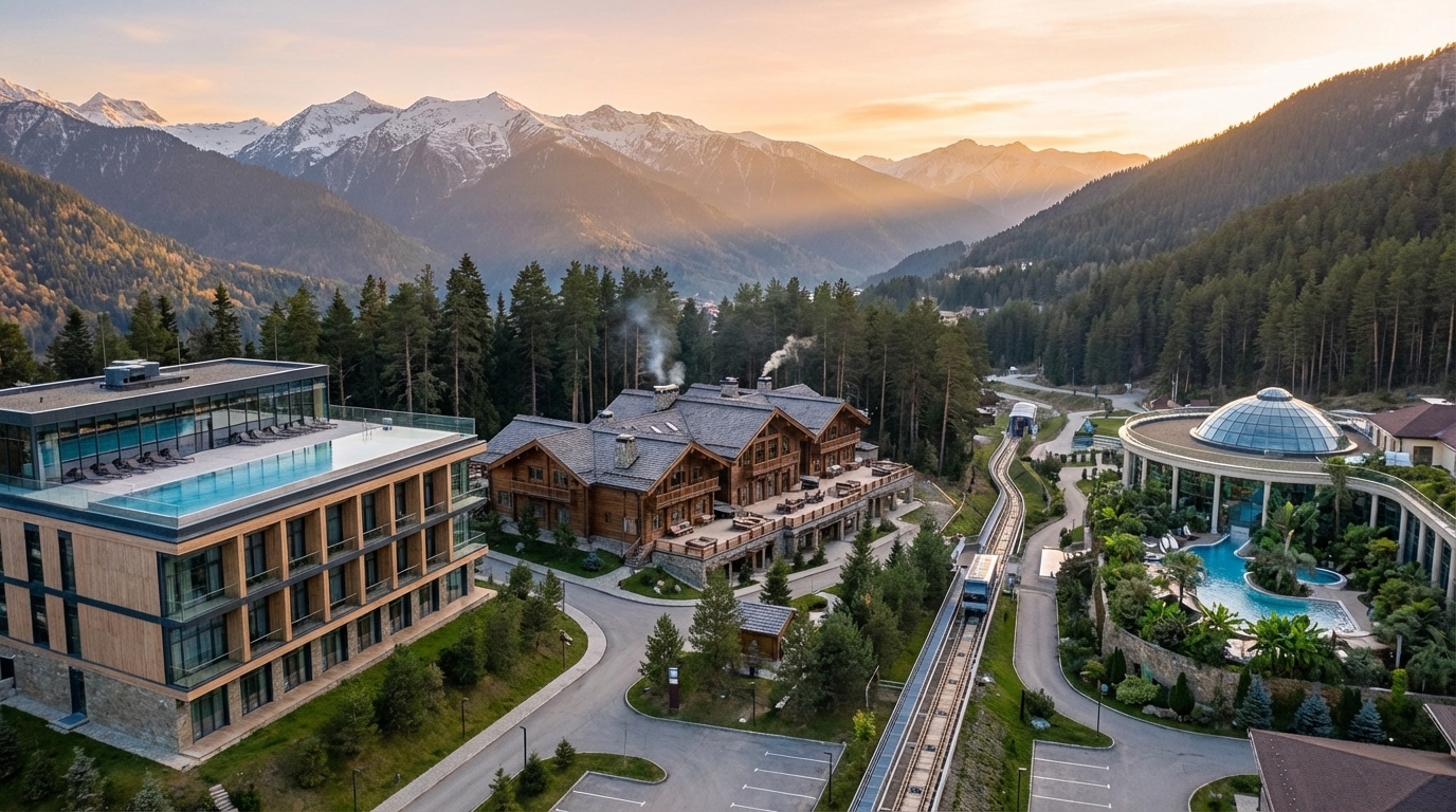 Сравнение отелей Архыза: фасады и инфраструктура