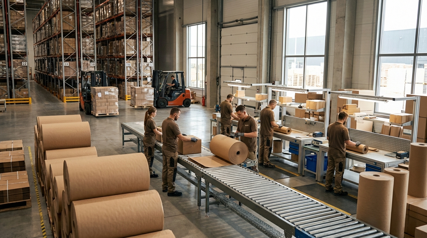 Логистический центр с использованием крафт-бумаги