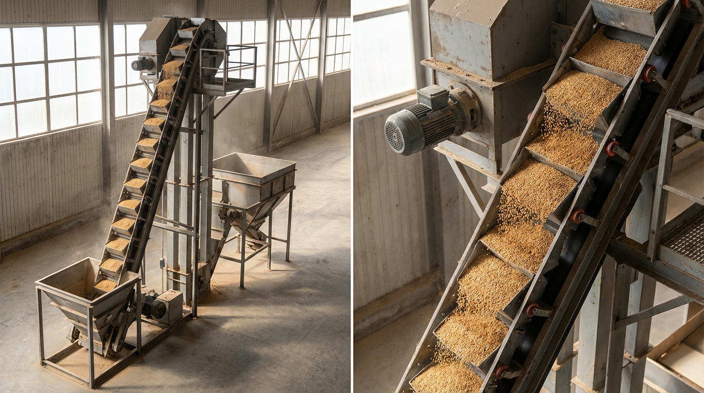 Схема конструкции ковшовой зерновой нории