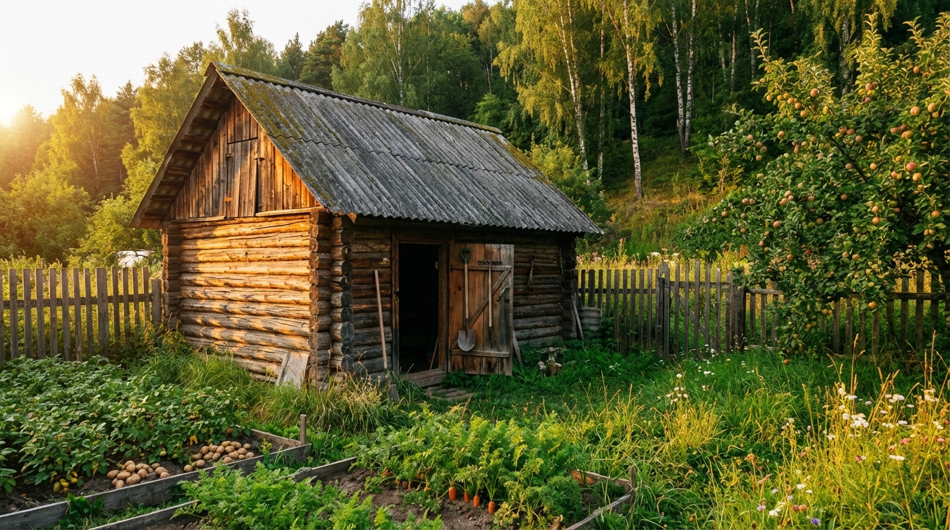 Сарай на дачном участке в России