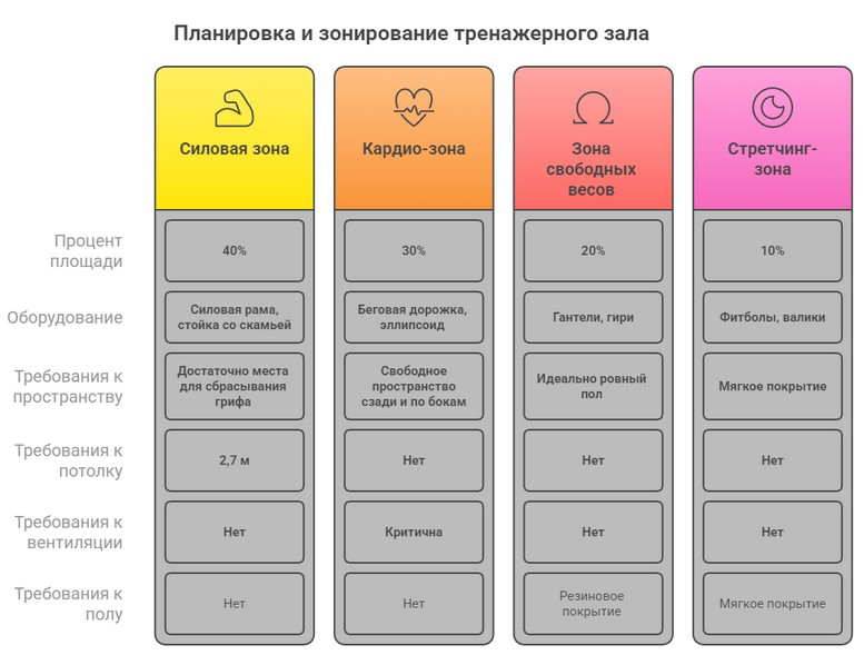 Инфографика - планирование и зонирование спортзала